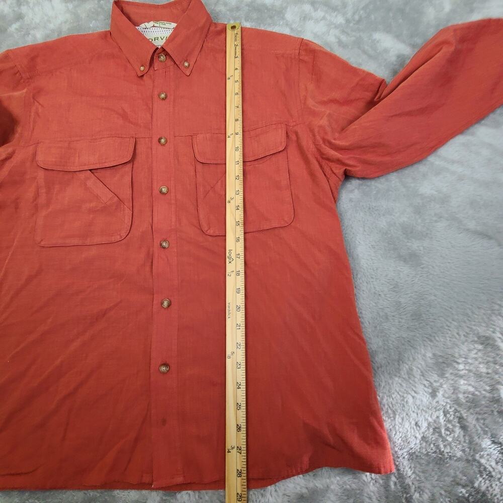 Orvis Nylon Blend Long Sleeve Solid Double Pocket Button Down Shirt Men's Large - Picture 7 of 11